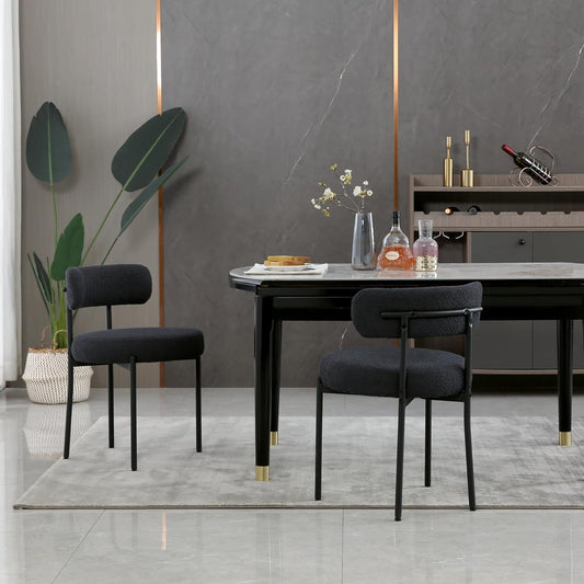 Generic Dining Share and Share for Kitchen Dining Room, Aflastred with all dining share and black legs, Curved with a modern dining chair, Side Share