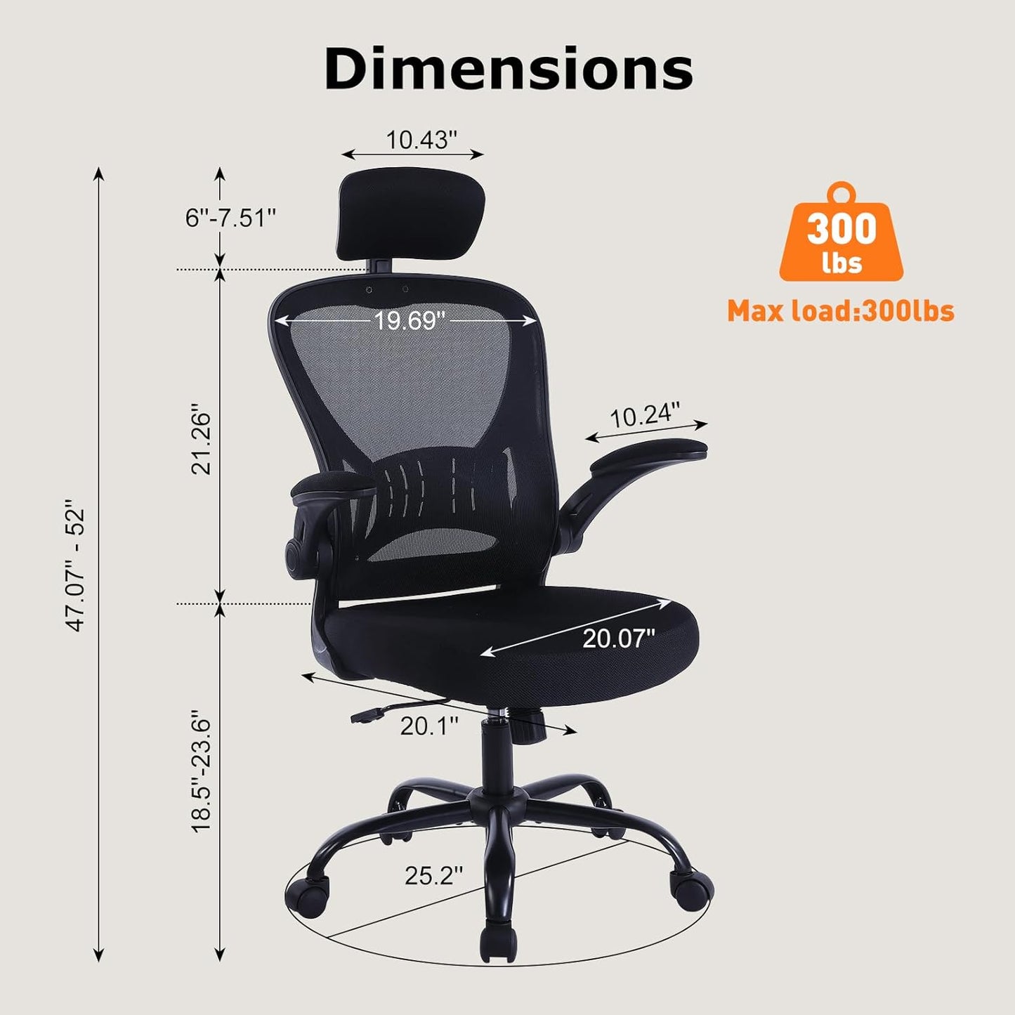 ralex-chair Office Chair Ergonomic Desk Chair Comfort Adjustable Height with Wheels，Lumbar Support Mesh Swivel Computer Home Office Study Task Chair Black