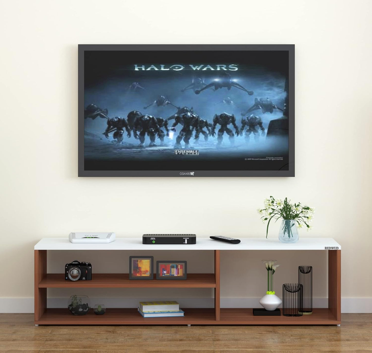 Redwud Skyler Engineered Wood TV Entertainment Unit/TV Stand/Display Storage Cabinet Rack (Walnut White) - Ideal for Upto 52" TVs