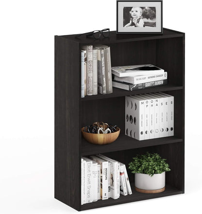 Furinno Pasir 3-Tier Open Shelf Bookcase, Espresso