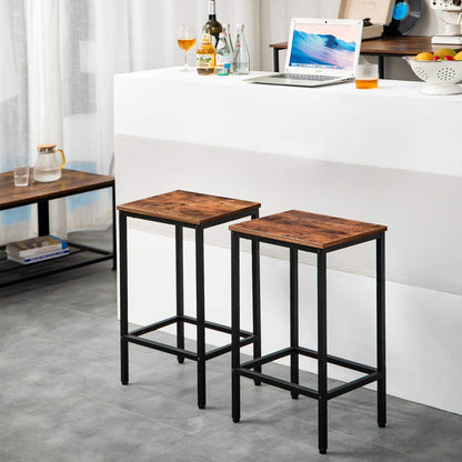 IBUYKE Bar Stool Set of 2, Tall Kitchen Counter Breakfast Bar Stools, Bar Chairs with Footrest, for Home Pub Bar Table, Living Room, Lounge, Industrial Style, Rustic Brown and Black TMJ051H