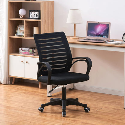 Jamiah Ergonomic Office Chair Adjustable Height Desk Chair Computer Swivel Chair Fabric Mesh Chair for Home Conference Office Furniture (Horizontal bar Black)