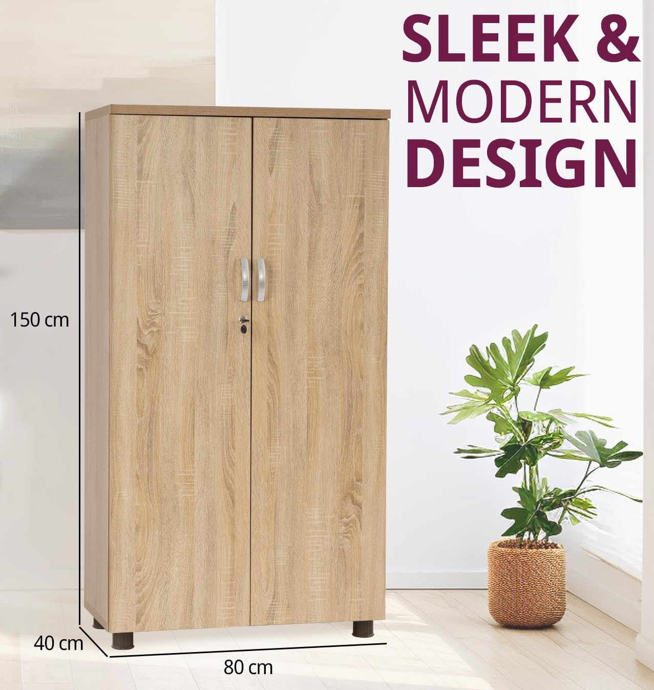 Hallowood Furniture Dudley Large Office Cupboard with Laminated Finish, Wooden Cupboard with Shelves, Lockable Cabinet, Book Case, Office & Filing Cabinet, Book Storage