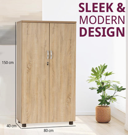 Hallowood Furniture Dudley Large Office Cupboard with Laminated Finish, Wooden Cupboard with Shelves, Lockable Cabinet, Book Case, Office & Filing Cabinet, Book Storage