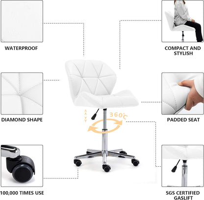 HNNHOME® Modern Uranus Padded Swivel Faux Leather Computer Desk Office Chair White