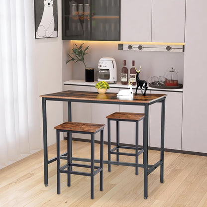 H JINHUI Bar Stools Set of 2, Industrial Style Breakfast Stool Chairs, Counter Height High Stools, Kitchen Bar Stools, 65cm High Seat, for Farmhouse, Living Room, Cafe Pub, Rustic Brown and Black