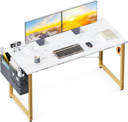 Modern Marble-Top Computer Desk with Storage