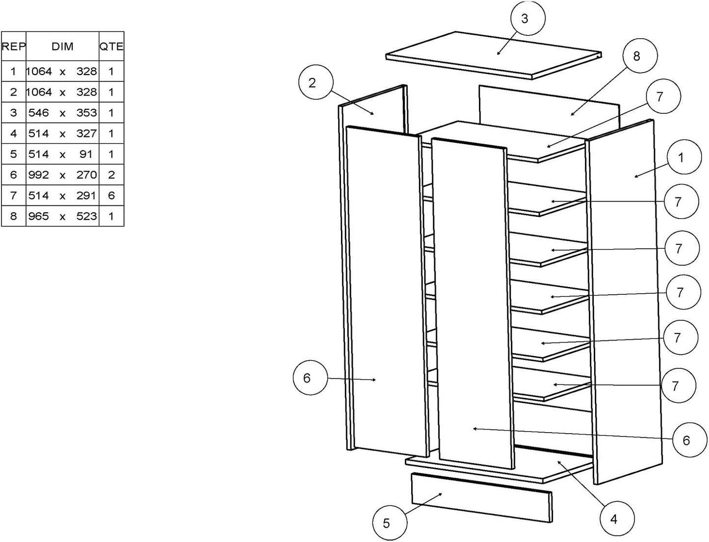 habeig Shoe Cabinet, Chest of Drawers, Cupboard, Wooden Cupboard, Shoe Rack, Hallway Cabinet, (White) Wardrobe, Bedroom