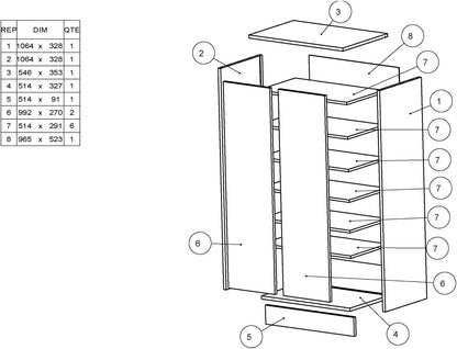 habeig Shoe Cabinet, Chest of Drawers, Cupboard, Wooden Cupboard, Shoe Rack, Hallway Cabinet, (White) Wardrobe, Bedroom