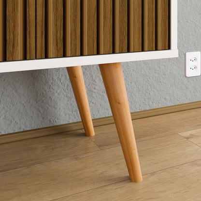 Lojas RPM Buffet Sideboard Dallas Feet Retro Stick 4 Doors Dining Room Decor Coffee Corner - Off White|Ripped Nature - Furniture