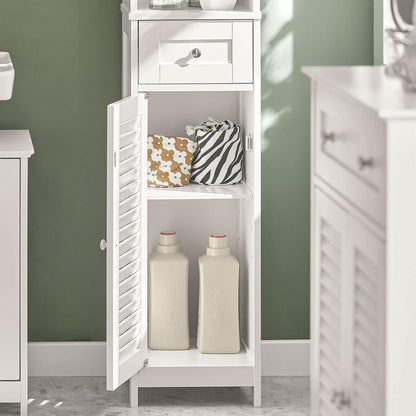 SoBuy FRG236-W,Tall Bathroom Cabinet,Storage Unit with 2 Shutter Doors and 1 Drawer, H170cm