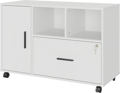 Panana Office File Cabinet with Lock (White)