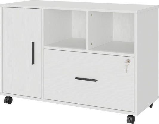 Panana Office File Cabinet with Lock (White)