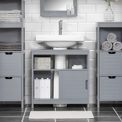 FurniFlex Under Sink Bathroom Vanity Unit, 60 cm Length x 30 cm Depth x 60 cm Height, Grey
