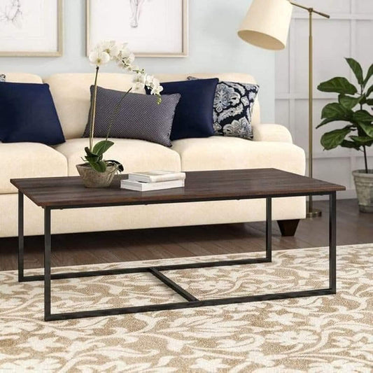 Coffee table - metal, wood top