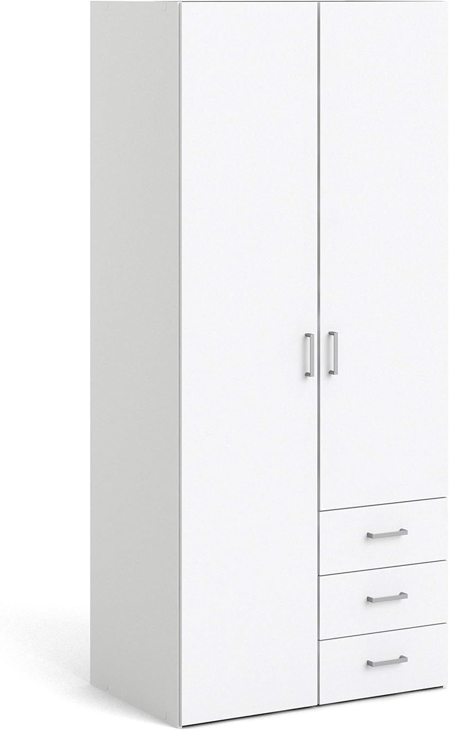 Furniture To Go | Space, Wood, White, Wardrobe with 2 Doors + 3 Drawers