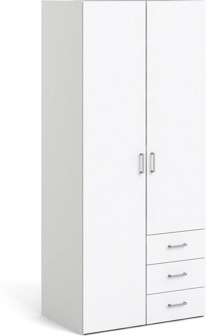 Furniture To Go | Space, Wood, White, Wardrobe with 2 Doors + 3 Drawers