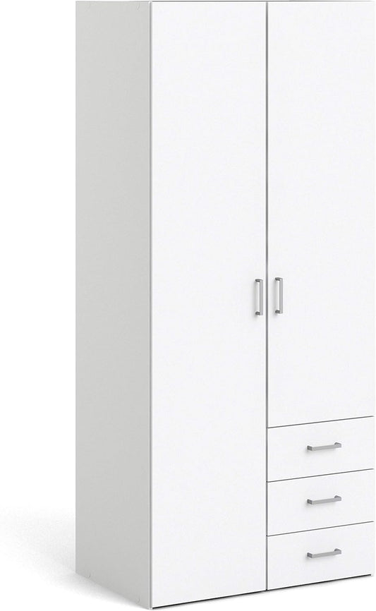 Furniture To Go | Space, Wood, White, Wardrobe with 2 Doors + 3 Drawers