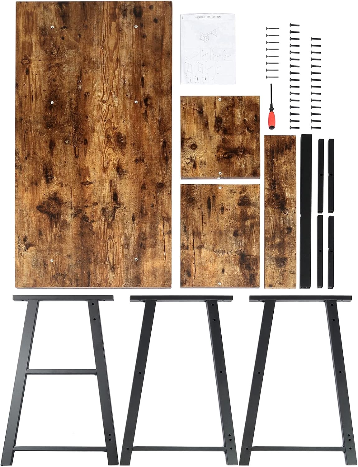 Oak & Tea Computer Desk Small Home Office Table with Shelves Compact Workstation Modern Style Writing Desk for Work Study Gaming 120x60x75 cm