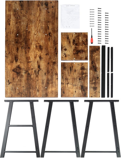 Oak & Tea Computer Desk Small Home Office Table with Shelves Compact Workstation Modern Style Writing Desk for Work Study Gaming 120x60x75 cm