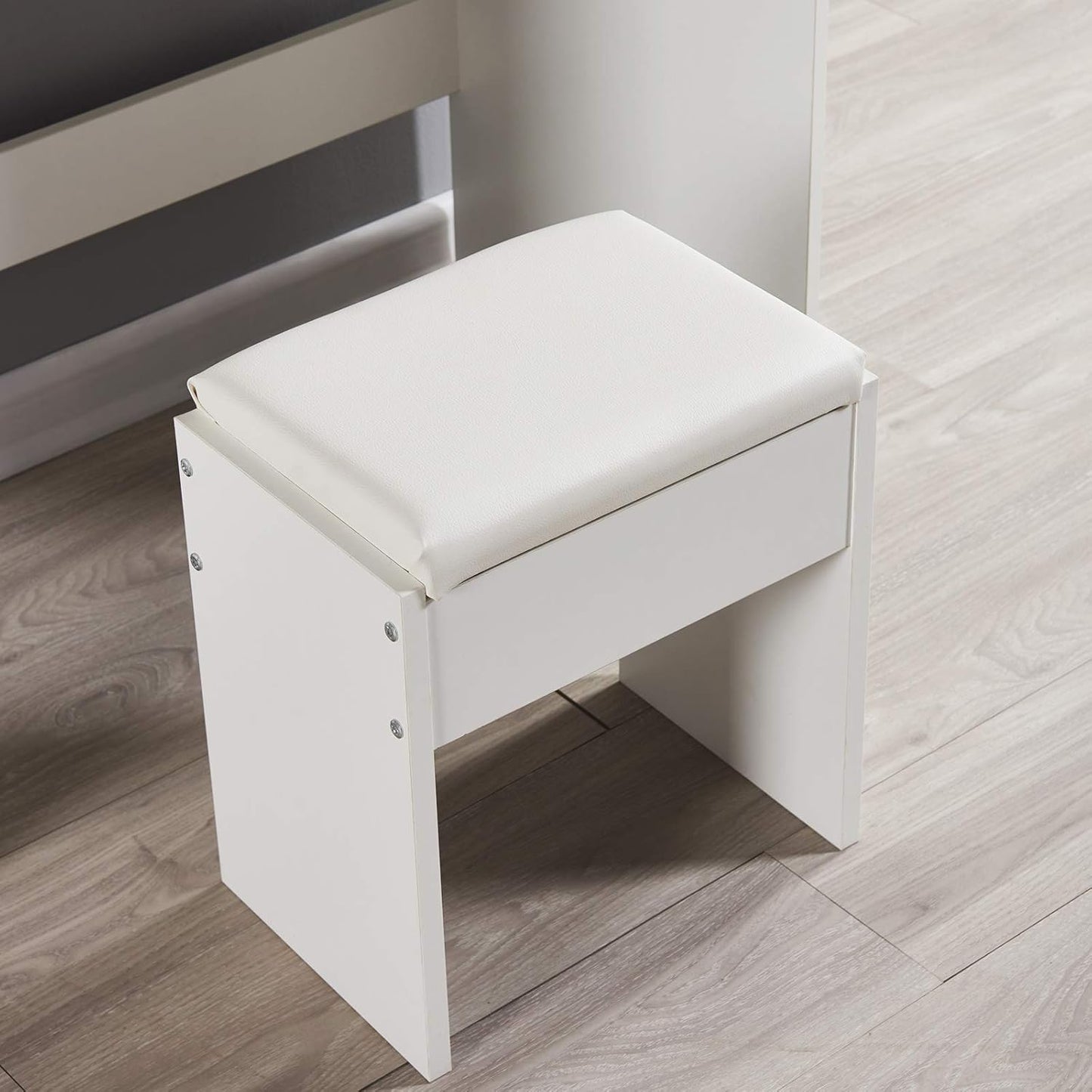 Meerveil Dressing Table Stool, White Soft Padded Wood Vanity Stool, 41x 35 x 45 cm Piano Seat