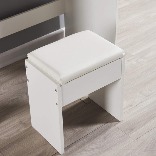 Meerveil Dressing Table Stool, White Soft Padded Wood Vanity Stool, 41x 35 x 45 cm Piano Seat