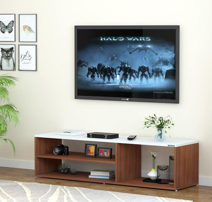 Redwud Skyler Engineered Wood TV Entertainment Unit/TV Stand/Display Storage Cabinet Rack (Walnut White) - Ideal for Upto 52" TVs