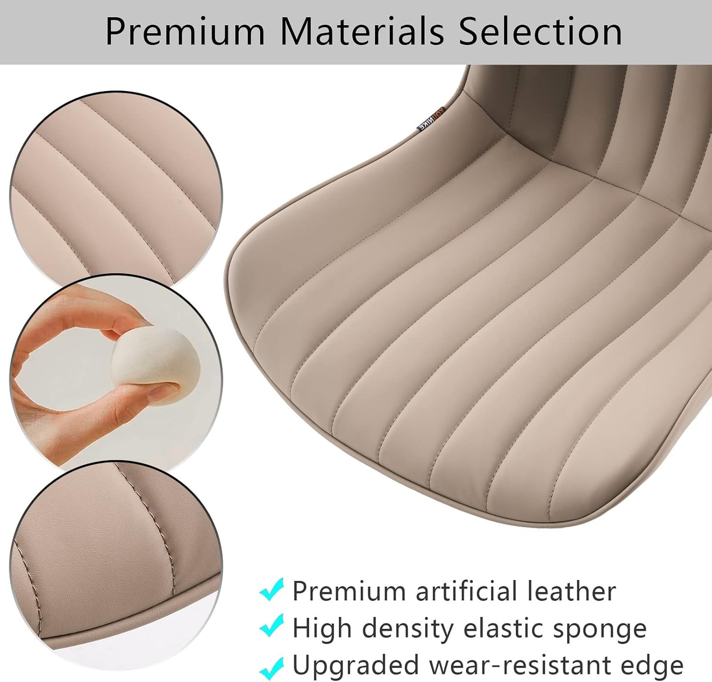 YOUNIKE Modern Office Chair Desk Chair for Home Office, Leather Padded Seat Adjustable Height Computer Chair for Compact Space, Small Swivel Task Chair with Rocking Mid Back, Khaki