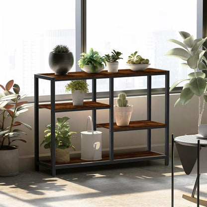 furduzz Console Table -41 Inch Narrow Entryway Table with 3-Tier Shelves, Industrial Sofa Table for Living Room,Front Hall, Hallway,Dinning Room,Kitchen, Bedroom,Coffee Bar,Rustic Brown Foyer Table