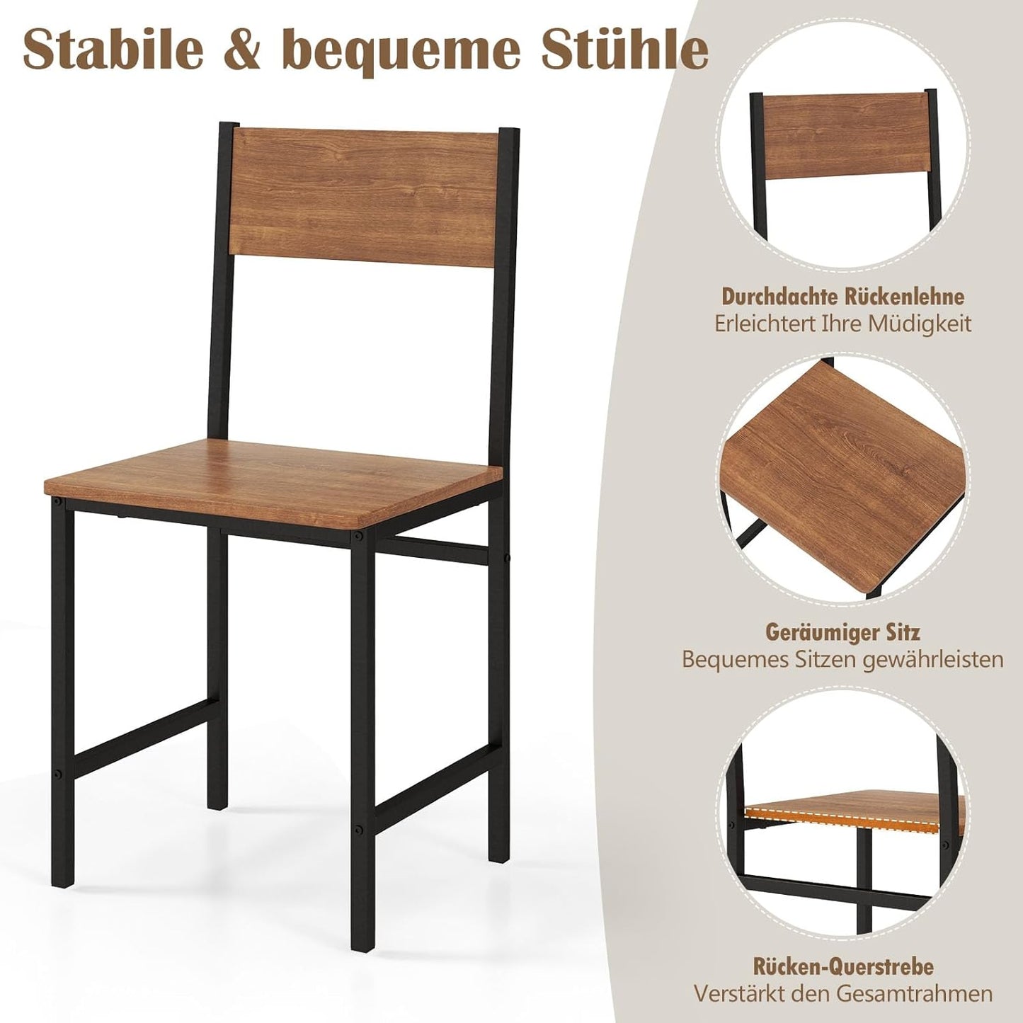 RELAX4LIFE Dining Table Set 4-Piece Dining Room Table with 2 Chairs & Bench, Seating Set with Storage Shelf, Bar Table with Metal Frame, Industrial Design, Dining Room Set for Kitchen, Dining Room