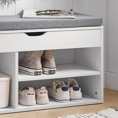 SoBuy FSR45-HG,Shoe Storage Cabinet,Shoe Rack Shoe Bench with Lift Up Bench Top and Grey Cushion