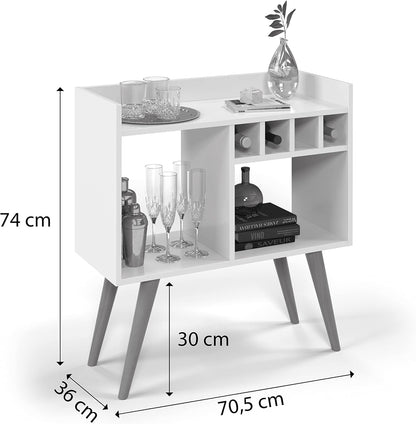 Quality Móveis Sideboard Buffet Corner Cafe Retro Model RUBI Feet Chamfered Toothpick Off White Nature
