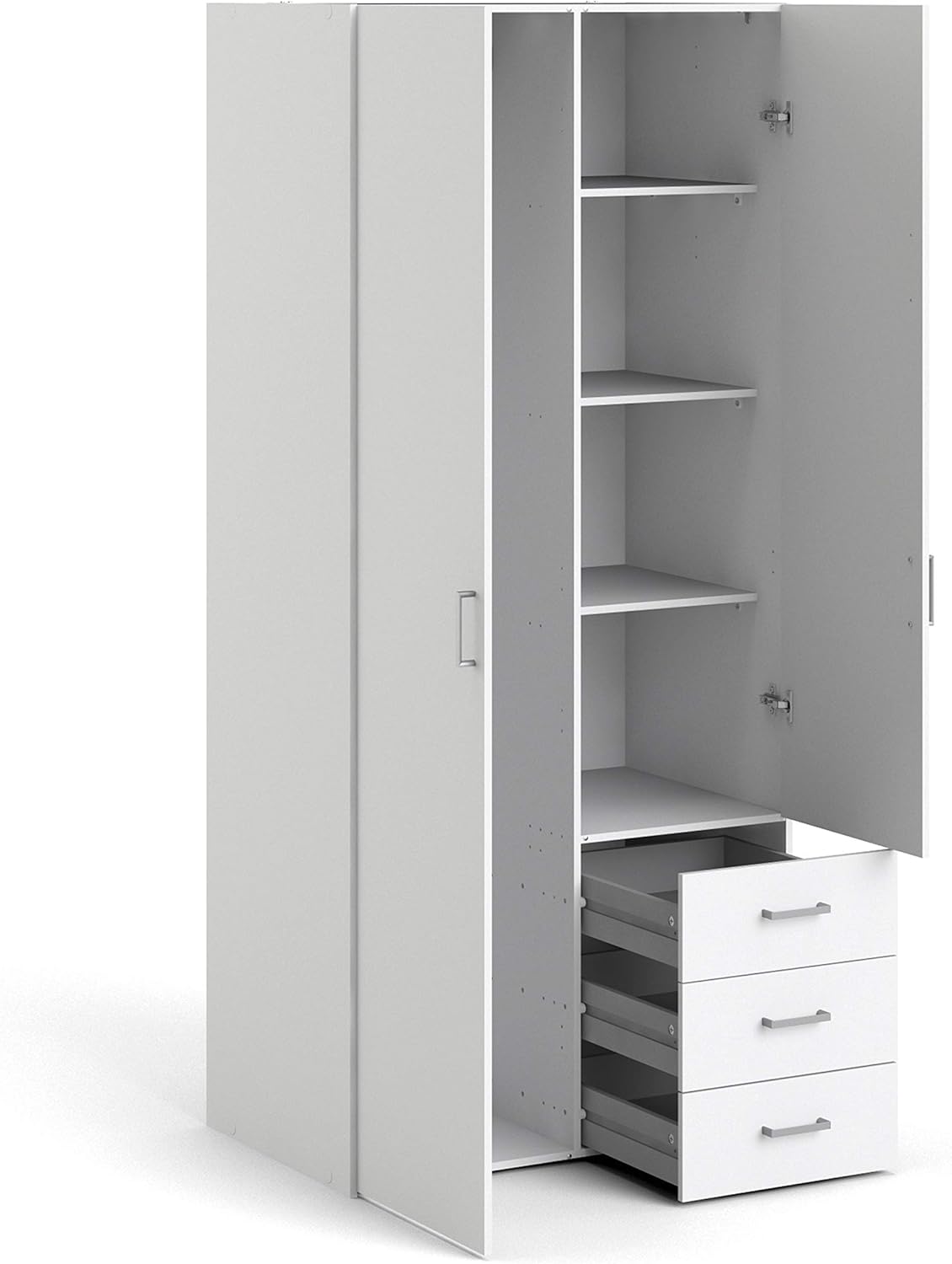 Furniture To Go | Space, Wood, White, Wardrobe with 2 Doors + 3 Drawers