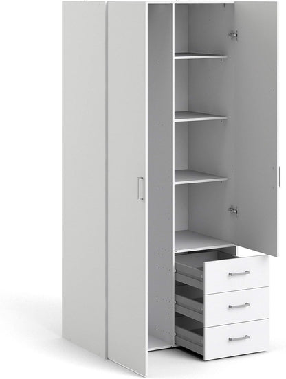 Furniture To Go | Space, Wood, White, Wardrobe with 2 Doors + 3 Drawers