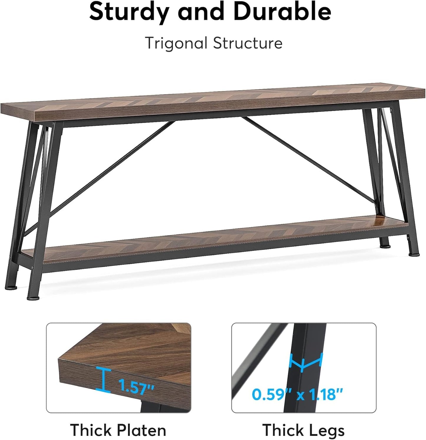 Tribesigns 70.9 Inches Extra Long Sofa Table Behind Couch, Industrial Entry Console Table for Hallway, Entryway, Living Room, Brown