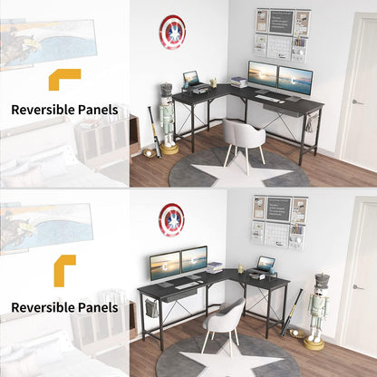CubiCubi L Shaped Desk Computer Corner Desk, Home Office Gaming Table, Sturdy Writing Workstation with Small Table, Space-Saving, Easy to Assemble