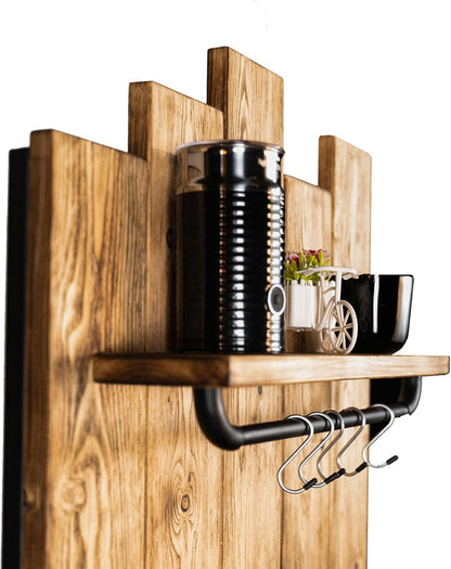 Generic Coffee Corner - Coq.01 (Black) - Corner Storage Shelf - Coffee Station - Indoor - Silver - 10cm D x 40cm W x 155cm H