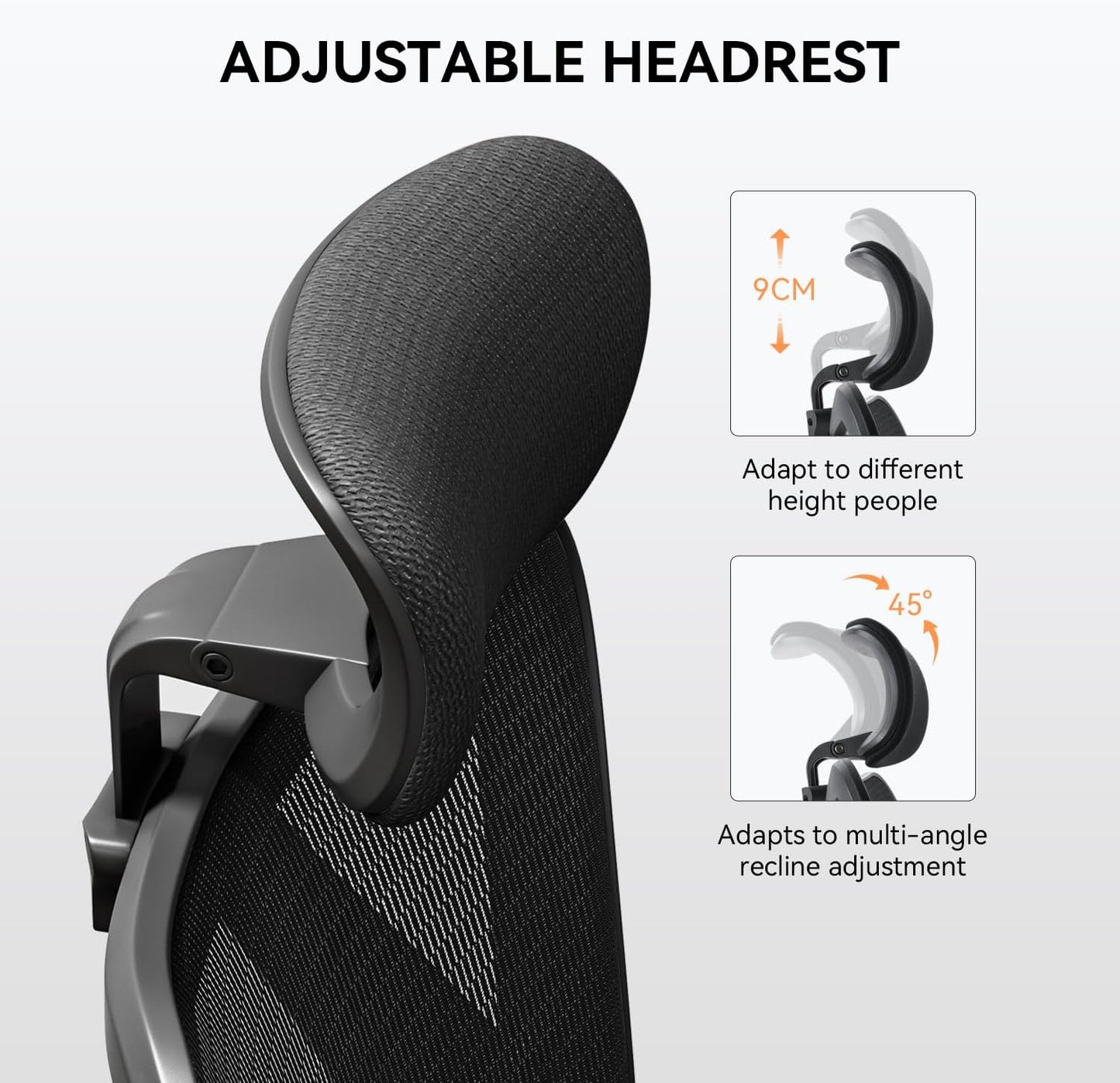 XUER Ergonomics Office Chair Mesh Computer Desk Chair,Adjustable Headrests Chair Backrest and Armrest's Mesh Chair (Black)