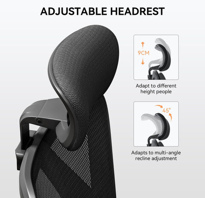 XUER Ergonomics Office Chair Mesh Computer Desk Chair,Adjustable Headrests Chair Backrest and Armrest's Mesh Chair (Black)