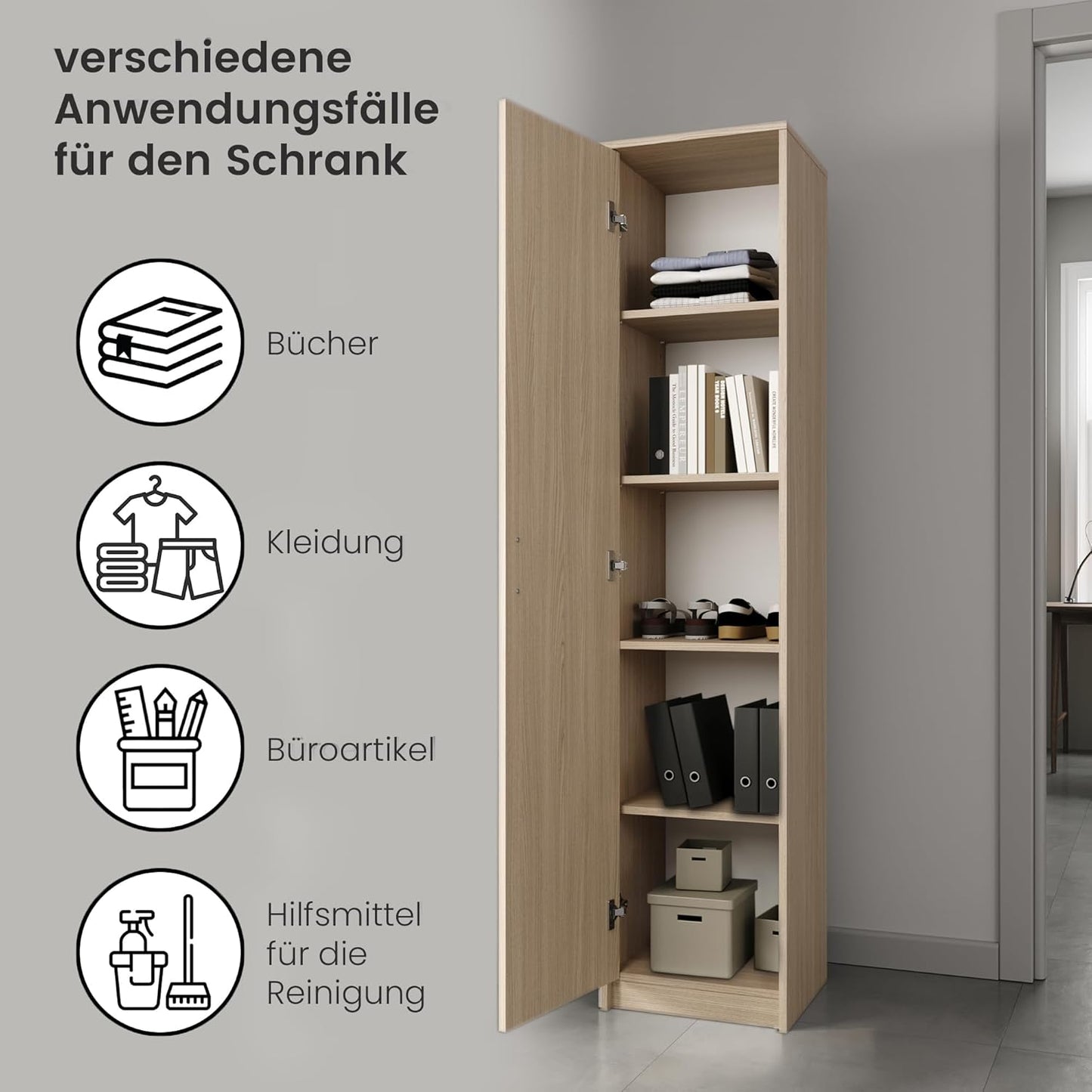 Home Collective BÃ¼cherregal Aktenregal Standregal Raumteiler weiÃŸ mit 5 offenen FÃ¤chern aus MDF Holz | Breite 80 cm