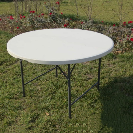 Hanaiette 48'' Portable Round Bi-Fold Granite White Plastic Folding Camping Tables,Foldable Lightweight Table,for Picnic,Garden,Party,Beach..