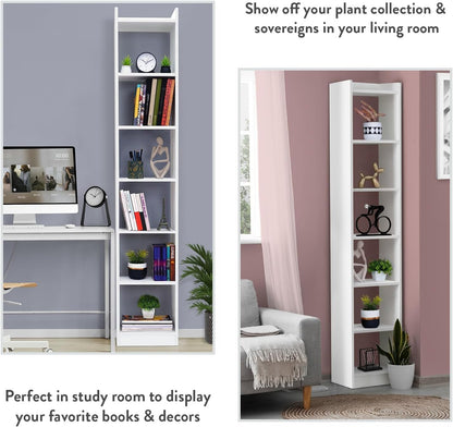 About Space Bookshelf Cube Stand 6 Tier Home Library Office Vertical Multipurpose Wooden Storage Shelf for Bedroom Living Room L33 x W24 H 180cm White Manufactured Wood