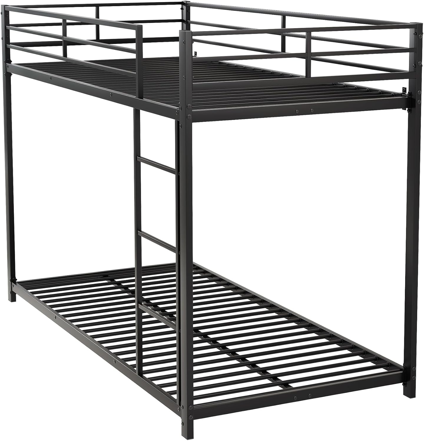 Moimhear Iron Bed, 90 x 200 cm Children's Beds, Bunk Beds, Iron Beds, Iron Bunk Beds in Classic Shape (Black, 90 x 200 cm)