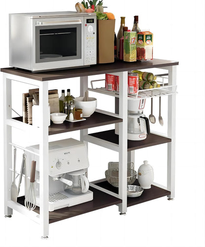 soges 3-Tier Kitchen Baker's Rack Utility Microwave Oven Stand Storage Cart Workstation Shelf, Rustic Brown W5s-FG