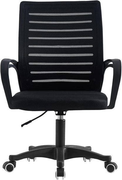 Jamiah Ergonomic Office Chair Adjustable Height Desk Chair Computer Swivel Chair Fabric Mesh Chair for Home Conference Office Furniture (Horizontal bar Black)