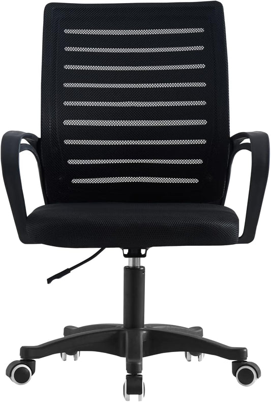 Jamiah Ergonomic Office Chair Adjustable Height Desk Chair Computer Swivel Chair Fabric Mesh Chair for Home Conference Office Furniture (Horizontal bar Black)