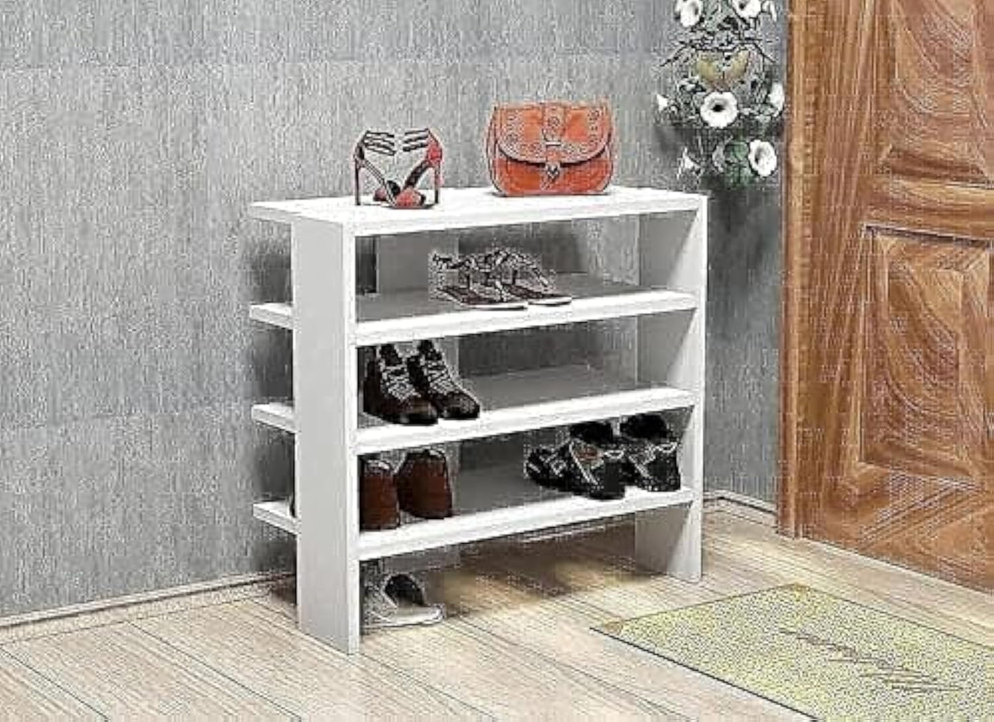 Ifurniture 3 Shelves Modern Shoe Cabinet (White, 2725611874786)