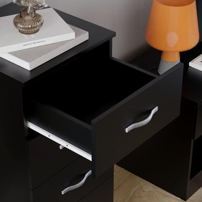 Vida Designs 5 Drawer Narrow Chest Tall Bedroom Storage Unit Sliding Drawers Bedroom Furniture (Black)