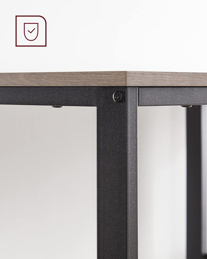 Woodx Computer Desk, Writing Desk with 2 Shelves on Left or Right, Work Table for Office Living Room, Steel Frame, Industrial, Greige and Black