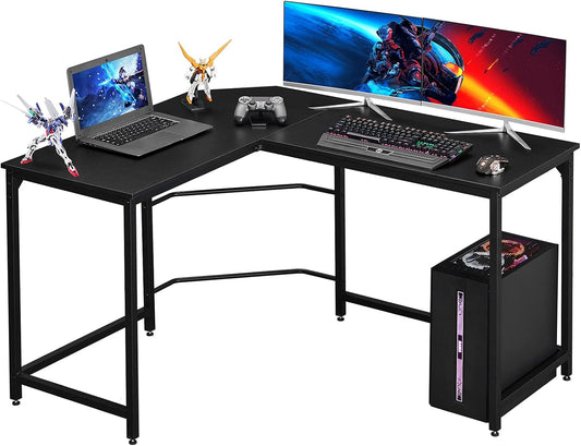 Aingoo Corner Desk L Shaped Desk Sturdy Home Office PC Laptop Workstation Gaming Computer Desk Study Writing Table 128 * 108 * 75CM Easy to Assemble Simple Design, Black